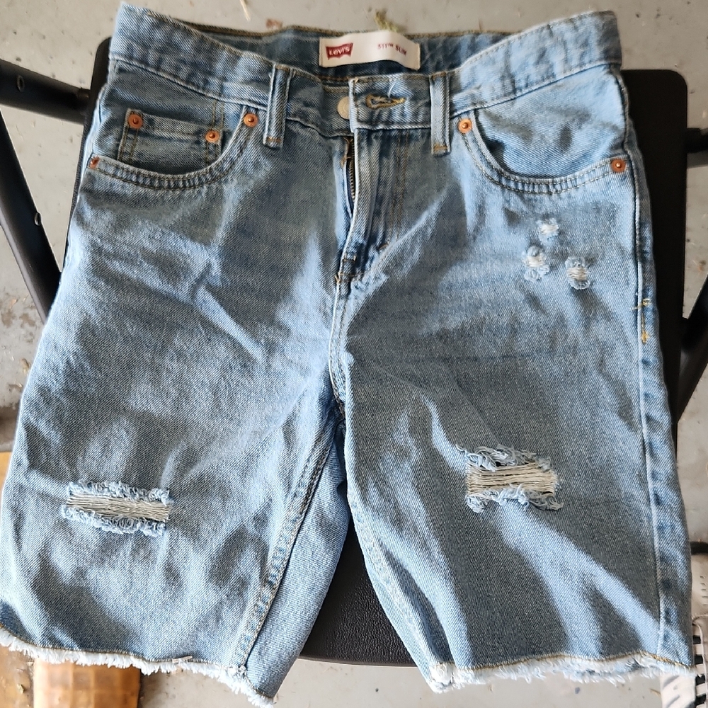 Levi's Light Blue Ripped Denim Shorts